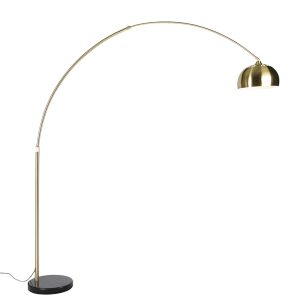 Arc Lamp Brass with Black Marble Base with Brass Lampshade - XXL
