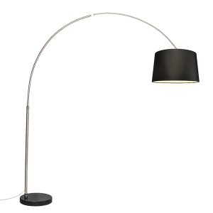 Arc Lamp Steel Fabric Lampshade Black 45 cm - XXL