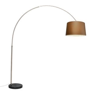 Arc Lamp Steel Fabric Lampshade Brown 45 cm - XXL