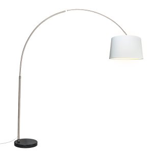 Arc Lamp Steel Fabric Lampshade White 45 cm - XXL
