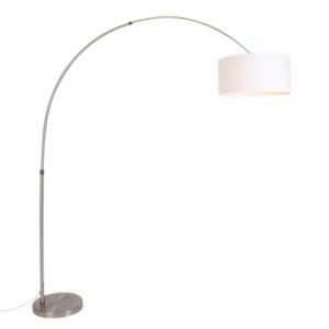 Arc Lamp Steel Fabric Lampshade White 50/50/25 Adjustable - XXL
