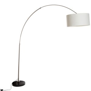 Arc Lamp Steel Fabric Lampshade White 50 cm - XXL