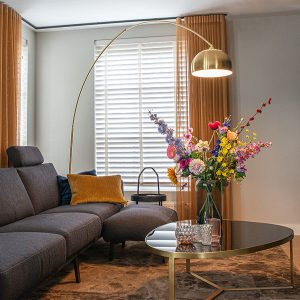 Arch Floor Lamp Brass with White Marble Base Adjustable - XXL