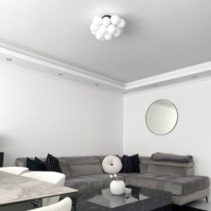 Art Deco Ceiling Light Black with Opal Glass 4-Light - Uvas