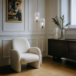 Art Deco Floor Lamp Brass with Clear Glass 2-Light - Rid