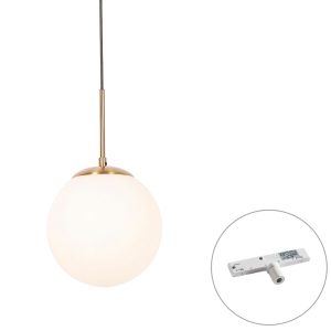 Art Deco Pendant Lamp Gold with Opal Glass Incl. Rail Adapter White 1-Phase - Slimline Flore