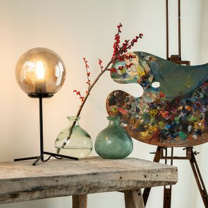 Art Deco Table Lamp Black with Smoke Glass 45.5 cm - Pallon