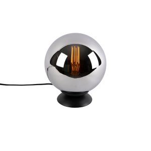Art Deco Table Lamp Black with Smoke Glass - Pallon