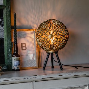 Art Deco Table Lamp Tripod Gold with Black - Maro
