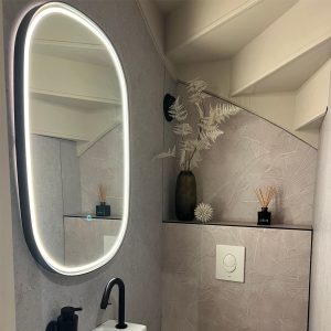Bathroom Mirror Black Incl. LED with Touch Dimmer Oval - Miral