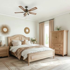 Bronze Ceiling Fan with Wood 110cm 3-Lights with Pull Switch - Mistral