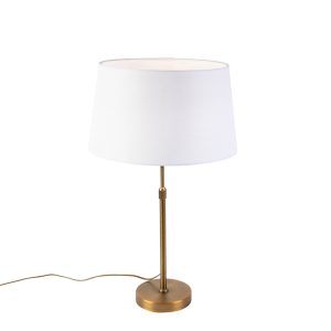 Bronze Table Lamp with Linen Lampshade White 35cm - Parte