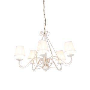 Candelabra White Pleated Cream Shade 5-Lights - Giuseppe