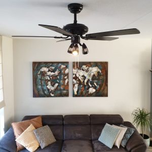 Ceiling Fan Black 110cm 3-Lights with Pull Cord - Mistral