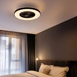 Ceiling Fan Black with Star Effect 60cm incl. LED Dimmable with Remote Control - Climo