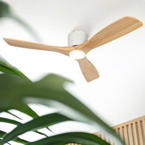 Ceiling Fan White with Wood 131.5cm incl. LED Dimmable with Remote Control - Jerri