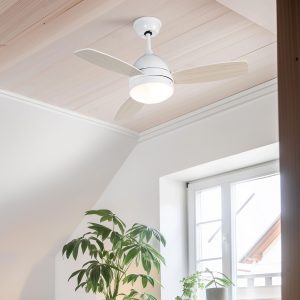 Ceiling Fan White with Wood Print 96cm with Remote Control - Rotar