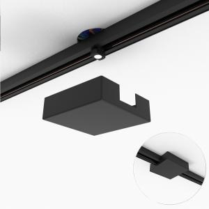 Ceiling Plate Track Lighting System Black Square 1-Phase - Iconic