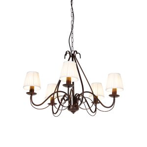 Chandelier Brown Pleated Cream Clamp 5-Light - Giuseppe