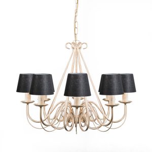 Chandelier Cream with Black Clamp Lampshade 12 cm - Giuseppe
