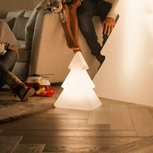 Christmas Floor Lamp White 40cm Incl. LED Solar and Rechargeable RGBW - Pinus