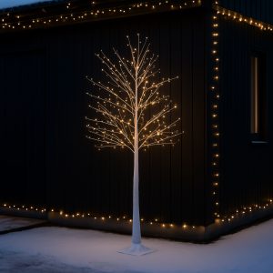 Christmas Floor Lamp White Tree 180cm incl. LED with Timer IP44 - Ki