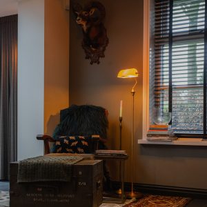 Classic Banker Floor Lamp Bronze with Yellow Glass - Banker