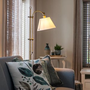 Classic Floor Lamp Bronze with White Lampshade - Ashley