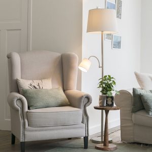 Classic Floor Lamp Steel with White Lampshade and Reading Light - Retro