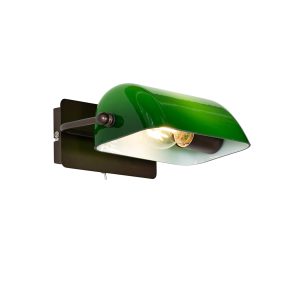 Classic Notary Wall Light Dark Bronze with Green Glass - Banker