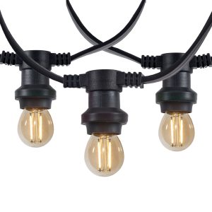 Connectable Black Festoon Lighting with Plug 18m Incl. E27 P45 30-Lights IP44 - Lubber
