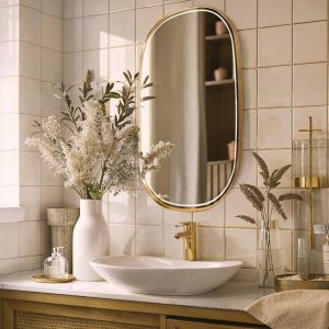 Copper Bathroom Mirror Incl. LED with Touch Dimmer Oval - Miral