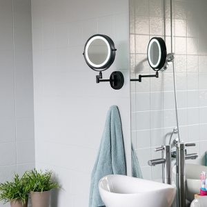 Design Bathroom Mirror Black Incl. Adjustable LED IP44 - Vicino