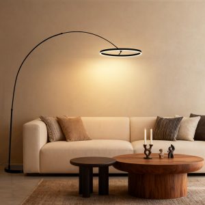 Design booglamp zwart incl. LED 3-staps dimbaar - Anello