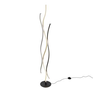 Design Floor Lamp Black with Gold Incl. Dimmable LED - Blaze