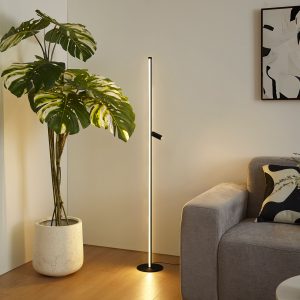 Design Floor Lamp Black with Reading Lamp Incl. LED with Touch Dimmer - Throttle