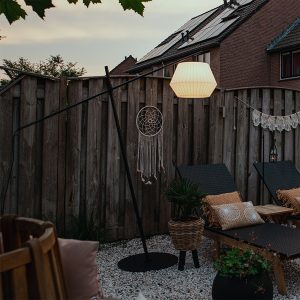Design Outdoor Floor Lamp Black with White Shade IP44 - Robbert