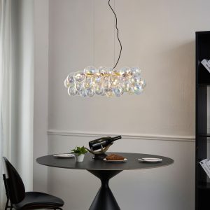 Design Pendant Lamp Gold with Rainbow Glass 8-Lights - Uvas