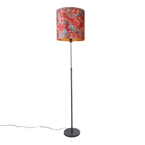 Floor Lamp Black Lampshade Peacock Design Red 40 cm - Parte