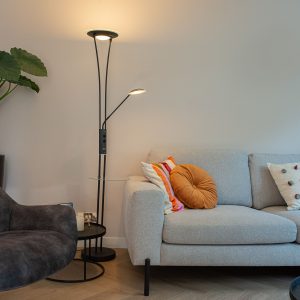 Floor Lamp Black with Reading Arm Incl. LED and USB Port - Sevilla