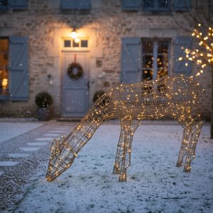 Floor Lamp Brown Rattan Reindeer Incl. LED IP44 - Flossie
