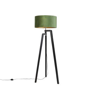 Floor Lamp Tripod Black with Green Lampshade and Gold 50 cm - Puros
