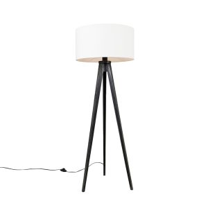 Floor Lamp Tripod Black with White Lampshade 50 cm - Tripod Classic