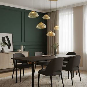 Hotel Chic Pendant Lamp Brass with Amber Glass 5-Lights - Gus