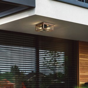 Industrial Ceiling Lamp Wood Print IP44 2-Lights - Charlois