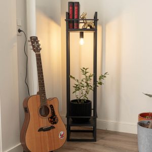 Industrial Floor Lamp Black - Cage Rack