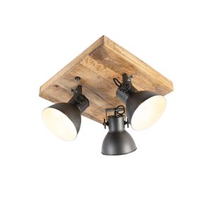 Industrial Spotlight Dark Grey with Mango Wood 3-Light - Mangoes