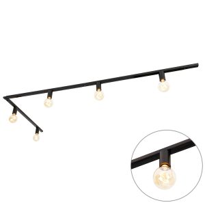 Modern 1-Phase Track Lighting 5-Lights Incl. E27 Fitting Black - Jeana