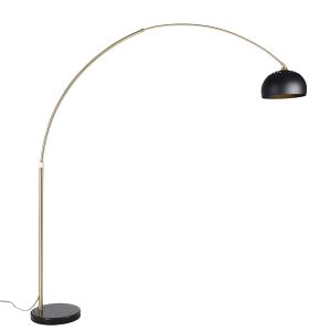 Modern Arc Lamp Brass with Marble Base and Black Lampshade 32.5 cm - XXL