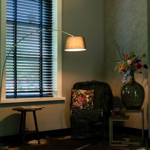 Modern Arc Lamp Steel with Black Fabric Lampshade - Arc Basic